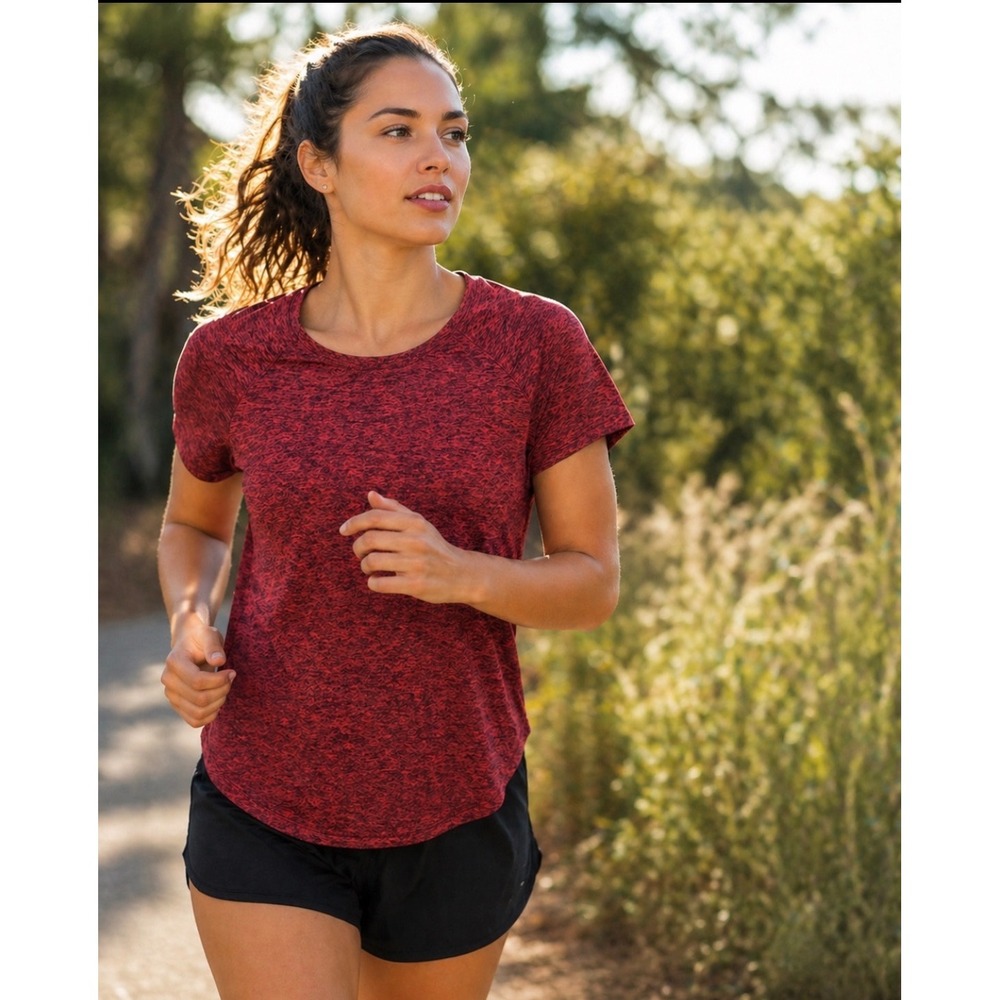 Oiselle Flyout Short Sleeve Running Top Red Black Heather Womens 10
Activewear